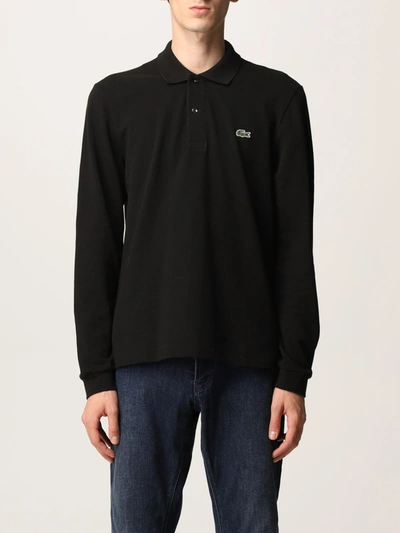 Lacoste Mens Classic Pique Long Sleeve Poloshirt In Black In Black