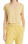 Frame Easy Scoop Neck Organic Linen T-shirt In Cornsilk