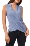 1.state Surplice Sleeveless Top In Blue Denim Heather