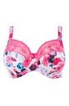 Elomi Full Figure Morgan Banded Underwire Stretch Lace Bra El4110, Online Only In Pink Floral