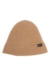 Hickey Freeman Merino Wool Ribbed Cuff Beanie In Camel