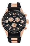 Aquaswiss Men's 43mm Rose Goldtone Stainless Steel & Silicone Strap Chronograph Watch In Black/ Rosegold