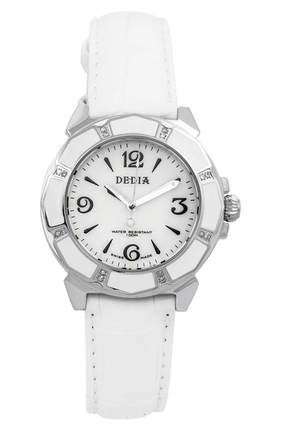 Aquaswiss Lily L Leather Strap Watch In White