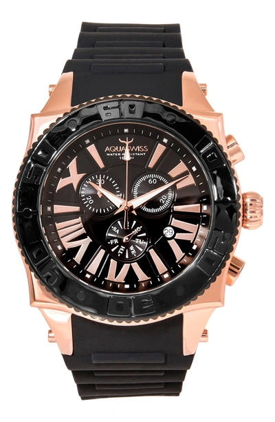 Aquaswiss Swissport Xg Watch, 50mm X L63mm In Black/ Rose Gold