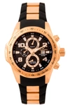 Aquaswiss Trax Ii Silicone Strap Watch, 43mm X 53mm In Black/ Rosegold
