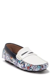 Robert Graham Robbie Patterned Leather Penny Loafer In White