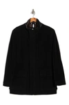 Cole Haan Signature Wool Blend Faux Fur Lined Stand Collar Jacket In Black