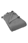 Modern Threads Pompom Trim Knit Throw In Stone