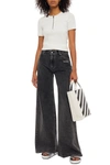 OFF-WHITE FADED HIGH-RISE WIDE-LEG JEANS,3074457345627667706