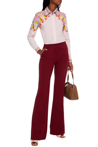 Emilio Pucci Wool-crepe Flared Trousers In Burgundy