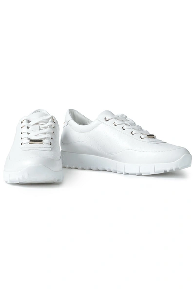 Jimmy Choo Monza Embossed Leather Sneakers In White