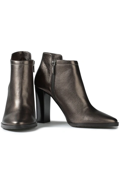 Jimmy Choo Hart 95 Metallic Textured-leather Ankle Boots In Bronze