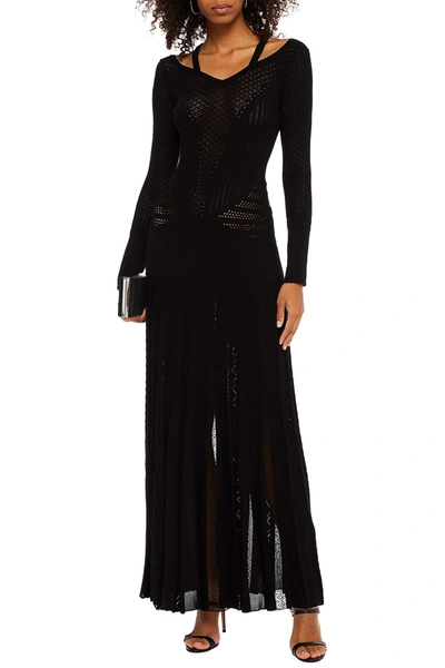 Roberto Cavalli Pointelle-knit Maxi Dress In Black