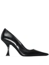 By Far 90mm Viva Creased Leather Pumps In Black