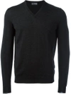 Drumohr V Neck Fine Knit Jumper In Grey