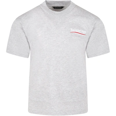 Balenciaga Grey T-shirt For Kids With Logo