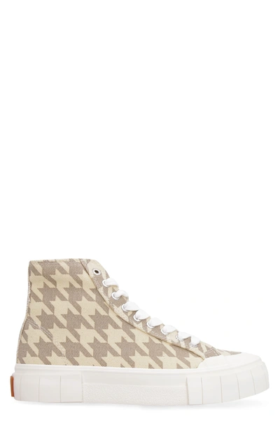 Good News Palm Dogstooth Canvas High-top Sneakers In Beige