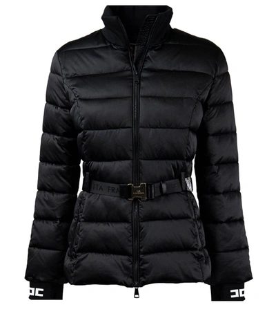 Elisabetta Franchi Black Padded Coat With Belt