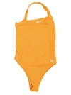 Off-white Logo One Shoulder One Piece Swimsuit In Orange White