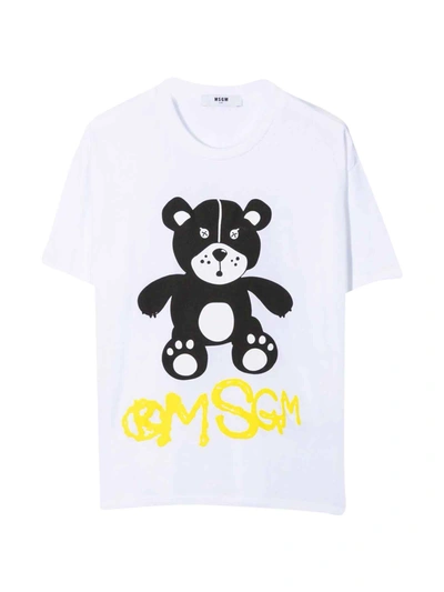 Msgm Kids' White T-shirt Unisex In Bianco