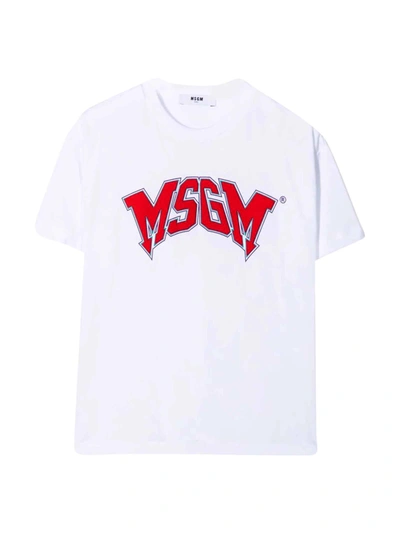 Msgm Kids' White T-shirt In Bianco