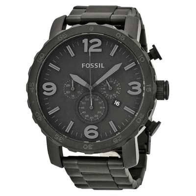 Fossil Men's Chronograph Nate Black-tone Stainless Steel Bracelet Watch 50mm
