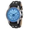 FOSSIL FOSSIL BLUE GLASS CHRONOGRAPH BLACK LEATHER STRAP MENS WATCH CH2564