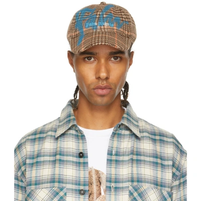 Palm Angels Palm Sprayed Houndstooth Cap In Brown