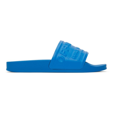 Off-white Logo-embossed Slip-on Slides In Blue