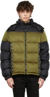 VERSACE GREEN & BLACK HOODED DOWN JACKET