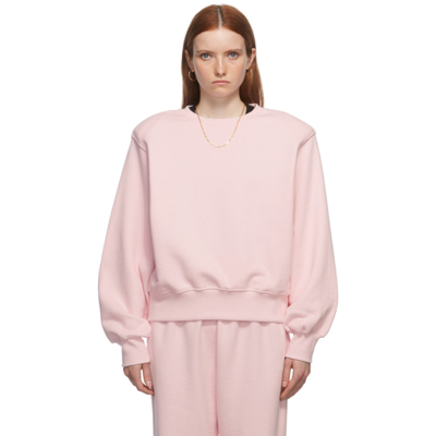 The Frankie Shop Vanessa Padded-shoulder Cotton Sweatshirt In Pink