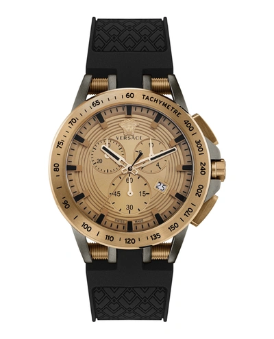 Versace Men's Sport Tech 45mm Two-tone Stainless Steel & Silicone Strap Chronograph Watch In Sapphire