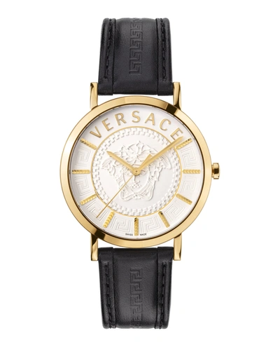 Versace V Essential Strap Watach In Black