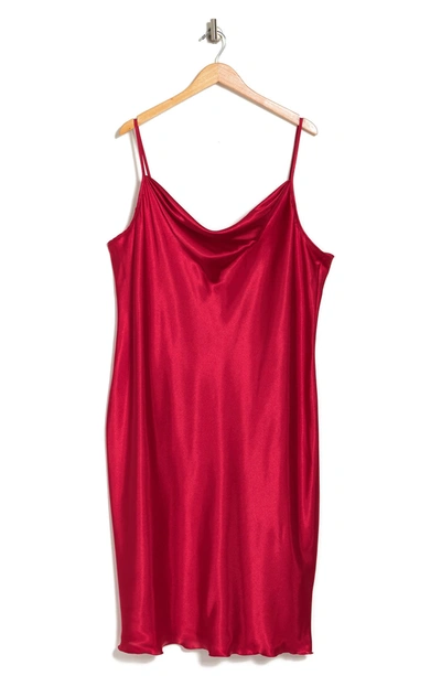 Bebe Satin Slip Dress In Red