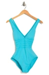 La Blanca Island Goddess Criss-cross Back One-piece Swimsuit In Aqua