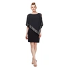 Sl Fashions Short Chiffon And Jersey Popover Dress In Black,silver