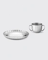 GEORG JENSEN BERNADOTTE CHILD STAINLESS STEEL DEEP PLATE AND CUP SET,PROD168270184