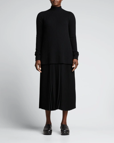 Co Pleated Midi Skirt In Black