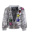 Lola + The Boys Girl's Unicorn Sequined Bomber Jacket In Grey