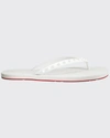 Christian Louboutin Loubi Donna Spike Red Sole Flip Flops In Wh01 White