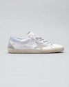 Golden Goose Superstar Leather Upper And Heel Suede Star And Spur Cream Sole Sneakers In White/ice