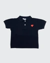 Comme Des Garçons Kid's Heart Graphic Polo Shirt In White