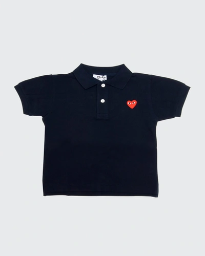 Comme Des Garçons Kid's Heart Graphic Polo Shirt In White