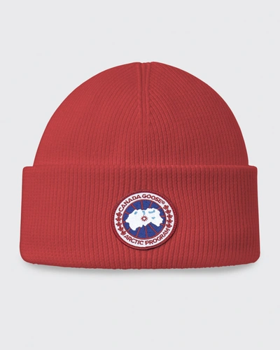 Canada Goose Kid's Arctic Disc Toque Beanie Hat In Red
