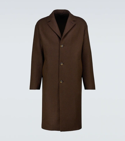 Loro Piana Navette Textured-cashmere Coat In B1k6 Mahogany