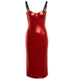 Dolce & Gabbana Tubino Laminated Bustier Midi Dress In Lamina Rossa