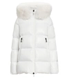 Moncler Laiche Quilted Hooded 750 Fill Power Down Jacket With Removable Faux Fur Trim In White