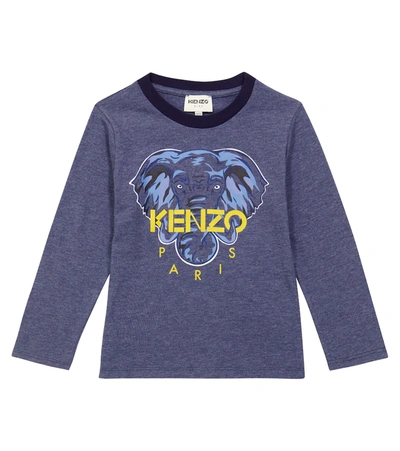 Kenzo Kids' Logo Cotton T-shirt In Blu