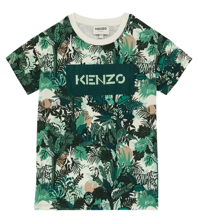 Kenzo Multicolor T-shirt For Kids With Green Logo