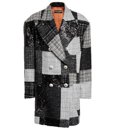 Dolce & Gabbana Patchwork Tweed Blazer In Variante Abbinata